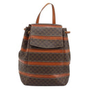 CELINE Macadam Canvas Backpack PVC Leather Brown Gold Auth bs33733-2