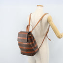 CELINE Macadam Canvas Backpack PVC Leather Brown Gold Auth bs33733-25