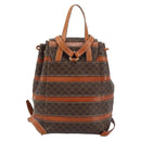 CELINE Macadam Canvas Backpack PVC Leather Brown Gold Auth bs33733-3