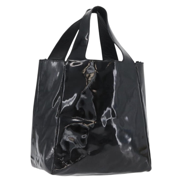 PRADA Hand Bag Patent leather Black Silver Auth bs33735