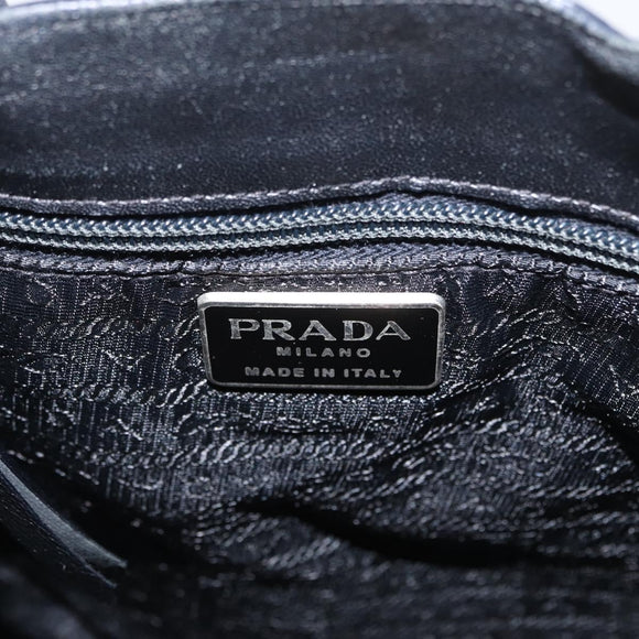 PRADA Hand Bag Patent leather Black Silver Auth bs33735