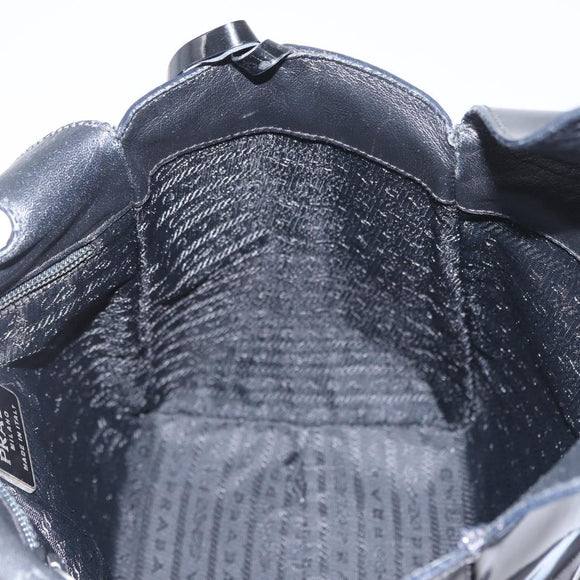 PRADA Hand Bag Patent leather Black Silver Auth bs33735