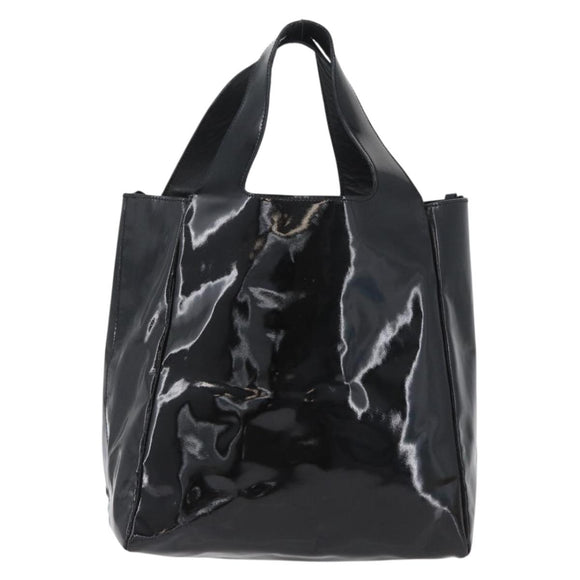 PRADA Hand Bag Patent leather Black Silver Auth bs33735
