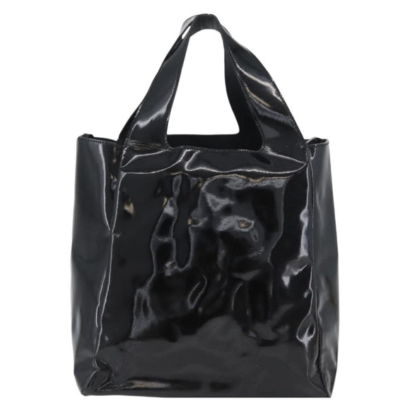 PRADA Hand Bag Patent leather Black Silver Auth bs33735