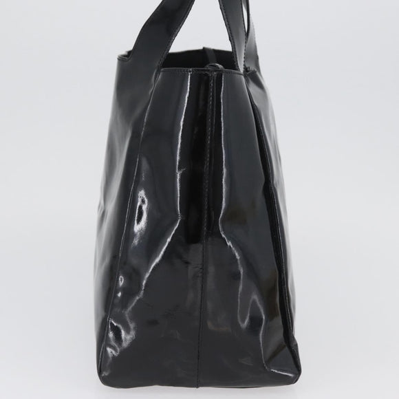 PRADA Hand Bag Patent leather Black Silver Auth bs33735