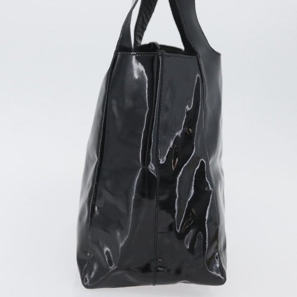 PRADA Hand Bag Patent leather Black Silver Auth bs33735