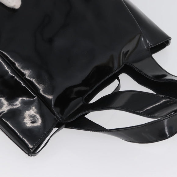 PRADA Hand Bag Patent leather Black Silver Auth bs33735