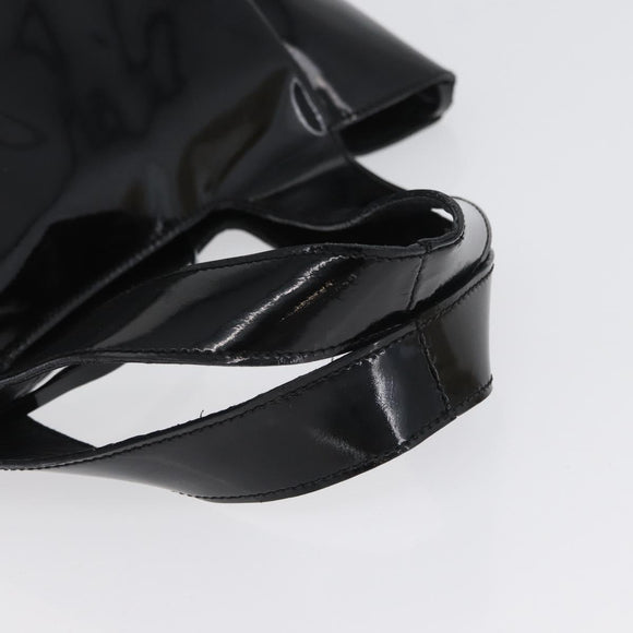 PRADA Hand Bag Patent leather Black Silver Auth bs33735