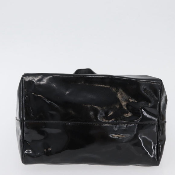 PRADA Hand Bag Patent leather Black Silver Auth bs33735