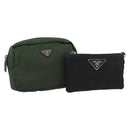 PRADA Pouch Nylon 2 Set Khaki Black Auth bs33737-1