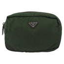 PRADA Pouch Nylon 2 Set Khaki Black Auth bs33737-2