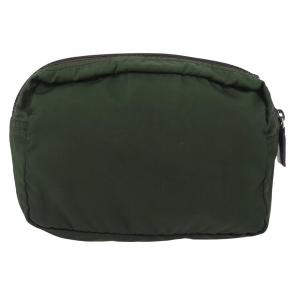 PRADA Pouch Nylon 2 Set Khaki Black Auth bs33737