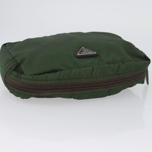 PRADA Pouch Nylon 2 Set Khaki Black Auth bs33737