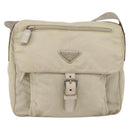 PRADA Shoulder Bag Nylon Beige Silver Auth bs33739-13