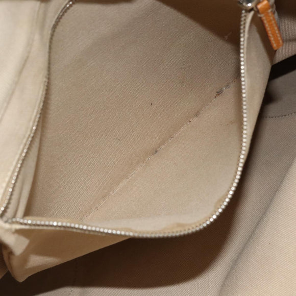 PRADA Tote Bag Canvas Beige Silver Auth bs33740