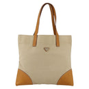 PRADA Tote Bag Canvas Beige Silver Auth bs33740-13