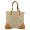 PRADA Tote Bag Canvas Beige Silver Auth bs33740-2