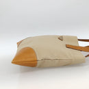 PRADA Tote Bag Canvas Beige Silver Auth bs33740-4