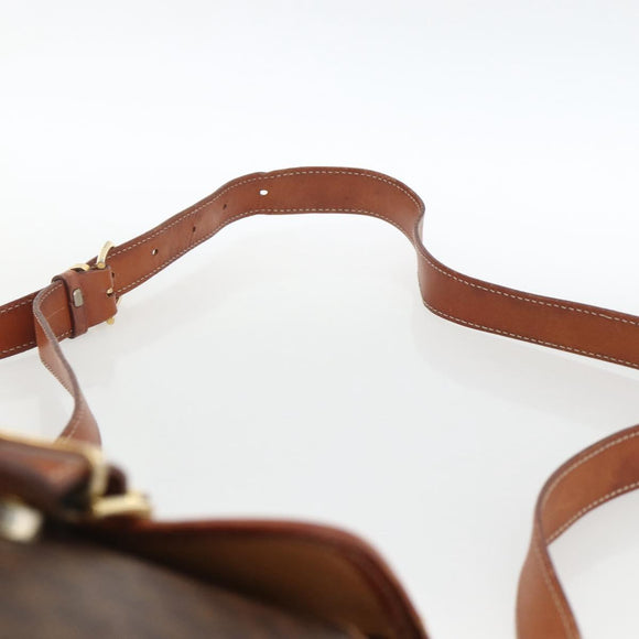 CELINE Macadam Canvas Shoulder Bag PVC Leather Brown Gold Auth bs33742