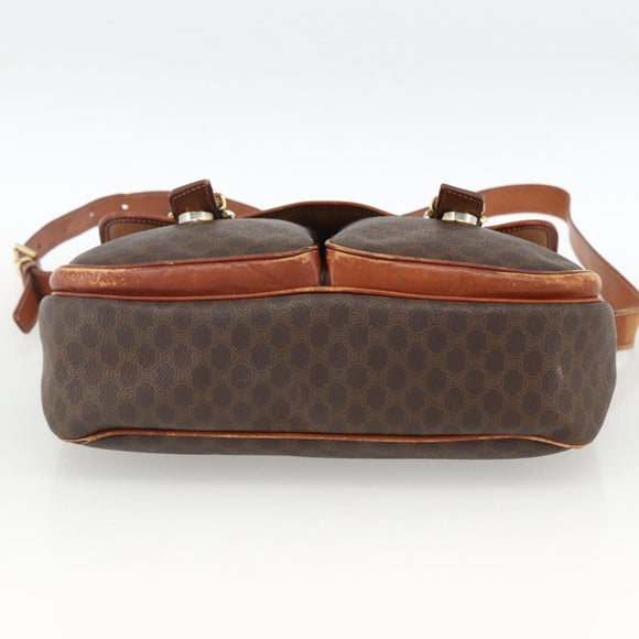 CELINE Macadam Canvas Shoulder Bag PVC Leather Brown Gold Auth bs33742