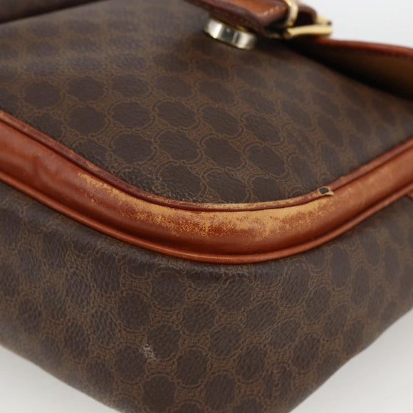 CELINE Macadam Canvas Shoulder Bag PVC Leather Brown Gold Auth bs33742