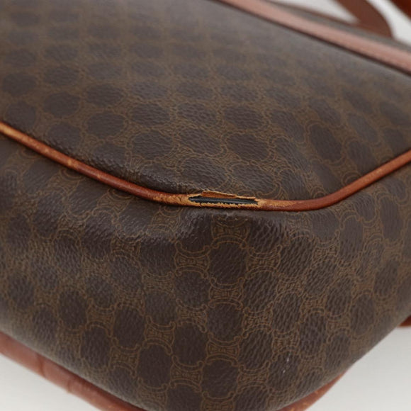 CELINE Macadam Canvas Shoulder Bag PVC Leather Brown Gold Auth bs33742