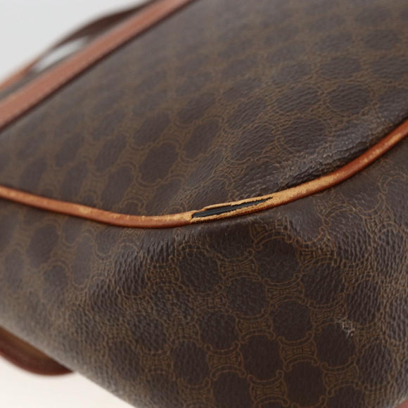 CELINE Macadam Canvas Shoulder Bag PVC Leather Brown Gold Auth bs33742
