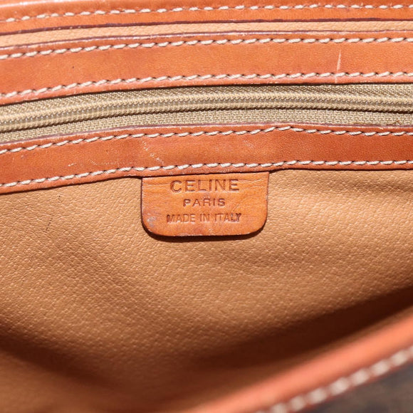 CELINE Macadam Canvas Shoulder Bag PVC Leather Brown Gold Auth bs33742