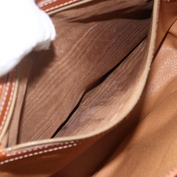 CELINE Macadam Canvas Shoulder Bag PVC Leather Brown Gold Auth bs33742