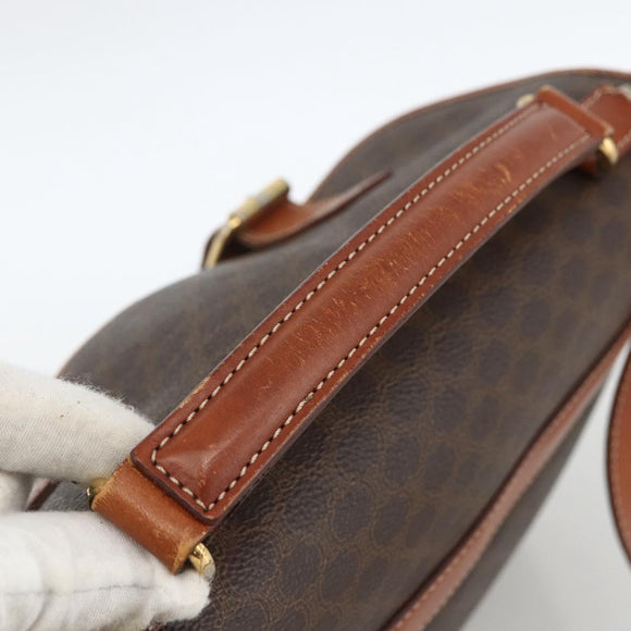 CELINE Macadam Canvas Shoulder Bag PVC Leather Brown Gold Auth bs33742