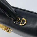 Salvatore Ferragamo Gancini Hand Bag Leather Navy Gold Auth bs33743-9