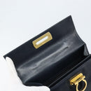 Salvatore Ferragamo Gancini Hand Bag Leather Navy Gold Auth bs33743-10