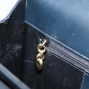 Salvatore Ferragamo Gancini Hand Bag Leather Navy Gold Auth bs33743-21