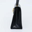 Salvatore Ferragamo Gancini Hand Bag Leather Navy Gold Auth bs33743-3