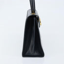 Salvatore Ferragamo Gancini Hand Bag Leather Navy Gold Auth bs33743-4