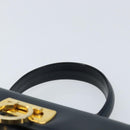 Salvatore Ferragamo Gancini Hand Bag Leather Navy Gold Auth bs33743-14