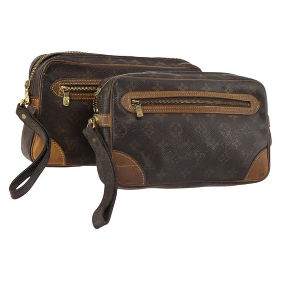 LOUIS VUITTON Monogram Clutch Bag 2 Set LV Auth bs33746