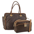 CELINE Macadam Canvas Shoulder Bag PVC Leather 2 Set Brown Auth bs33753-1