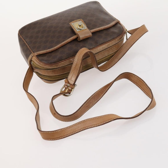 CELINE Macadam Canvas Shoulder Bag PVC Leather 2 Set Brown Auth bs33753
