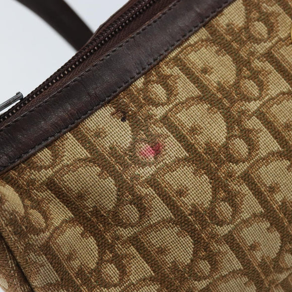 Christian Dior Trotter Canvas Shoulder Bag Beige Gold Auth bs33761