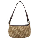 Christian Dior Trotter Canvas Shoulder Bag Beige Gold Auth bs33761-2