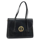 Christian Dior Hand Bag Leather Black Gold Auth bs33762-1