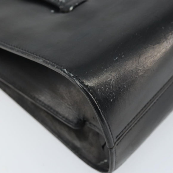 Christian Dior Hand Bag Leather Black Gold Auth bs33762