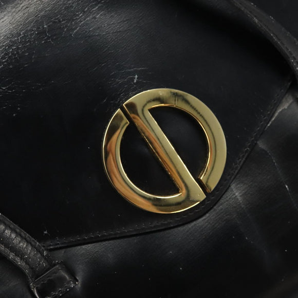 Christian Dior Hand Bag Leather Black Gold Auth bs33762