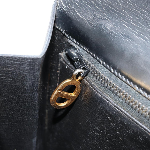 Christian Dior Hand Bag Leather Black Gold Auth bs33762