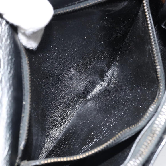 Christian Dior Hand Bag Leather Black Gold Auth bs33762