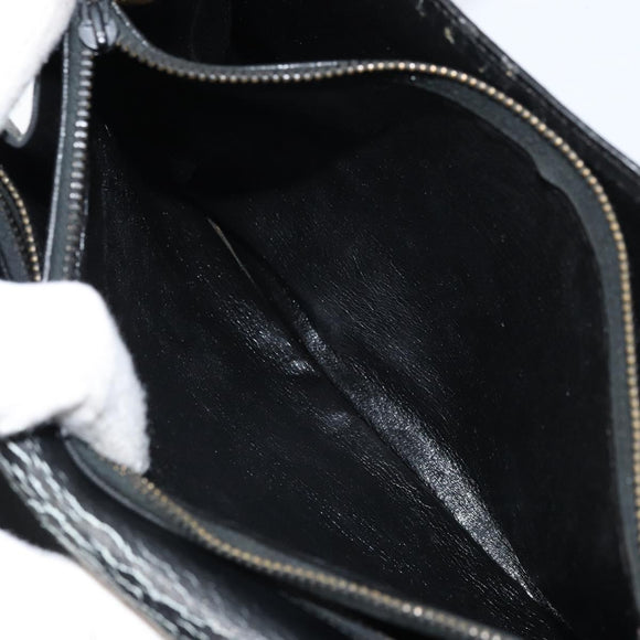 Christian Dior Hand Bag Leather Black Gold Auth bs33762