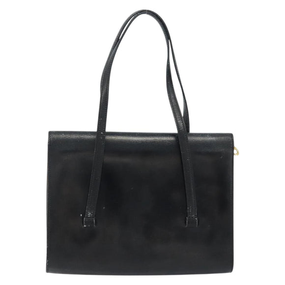 Christian Dior Hand Bag Leather Black Gold Auth bs33762