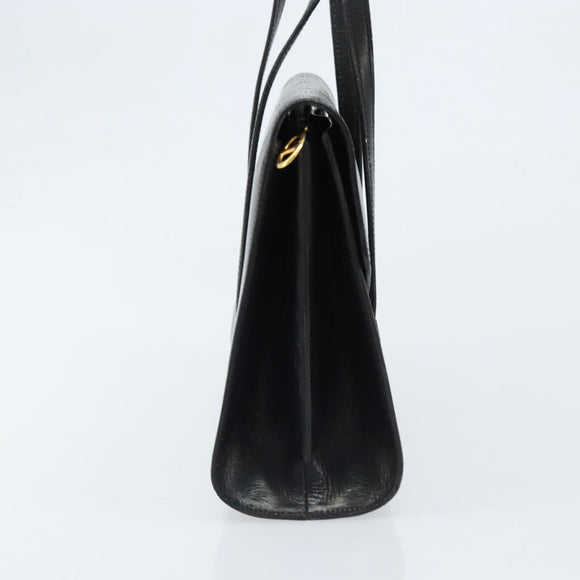 Christian Dior Hand Bag Leather Black Gold Auth bs33762