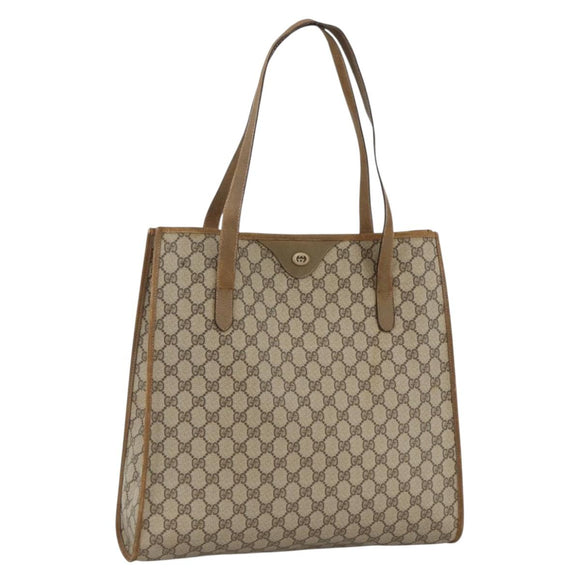 GUCCI GG Supreme Tote Bag PVC Beige Gold 92 02 998 Auth bs33769